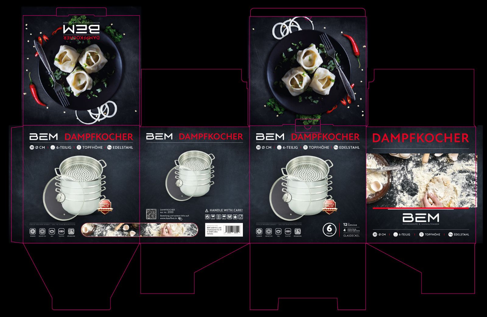 BEM Dampfkocher Verpackungsgestaltung, Icon-Design