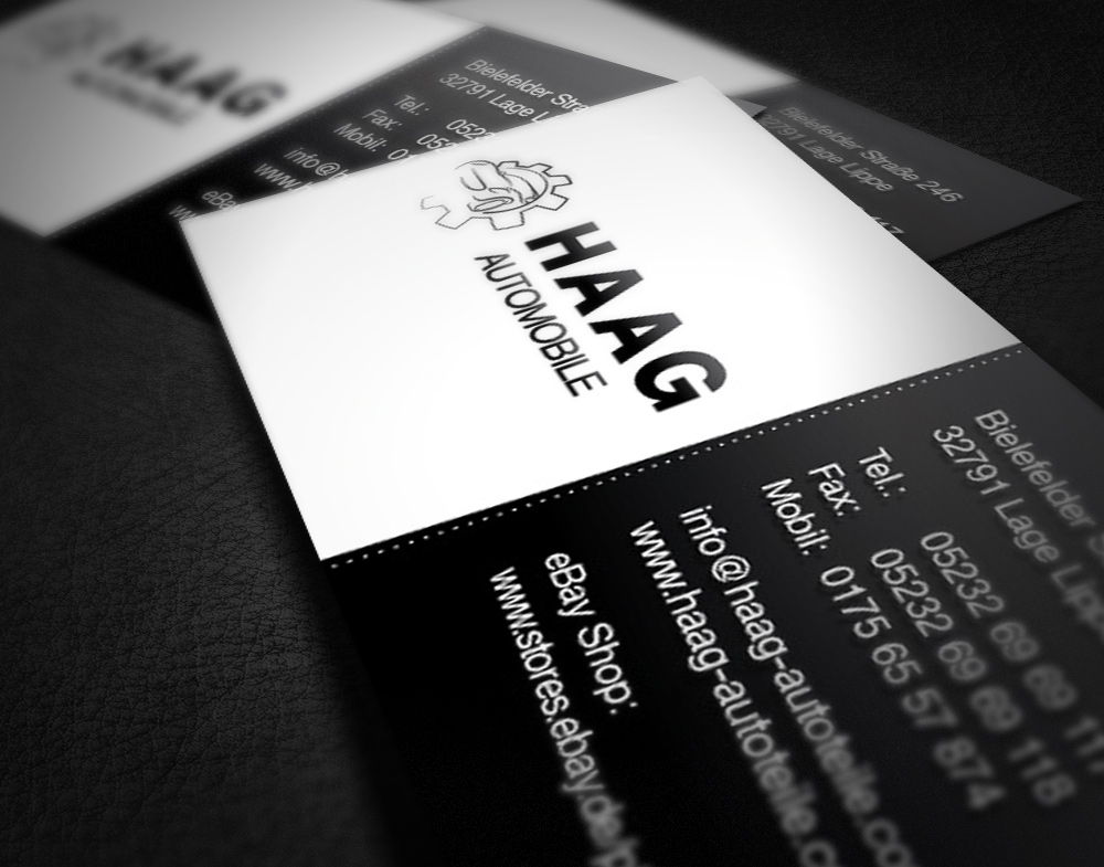 Haag Automobile, Visitenkarten, Druck