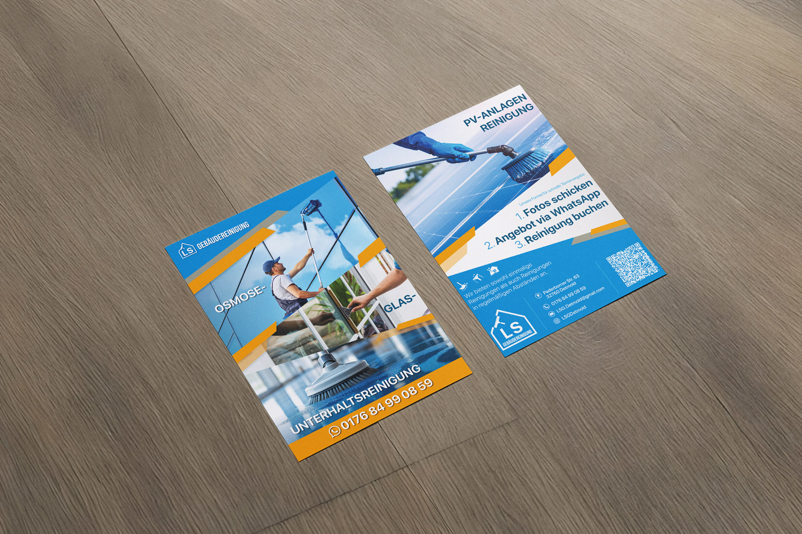 LS Gebäudereinigung, Flyer, Design, Druck