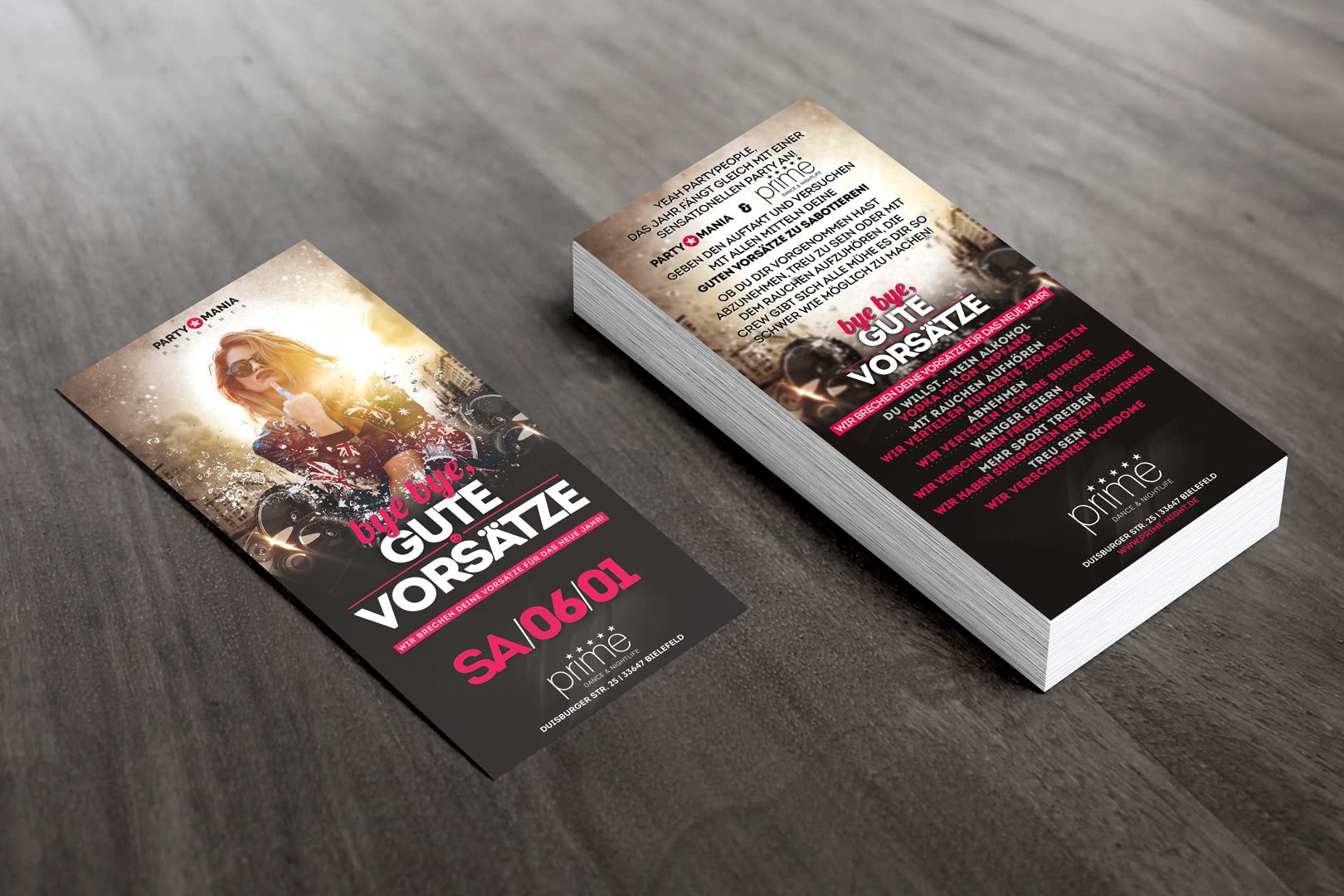 PRIME Dance & Nightlife, Flyer, Design, Druck